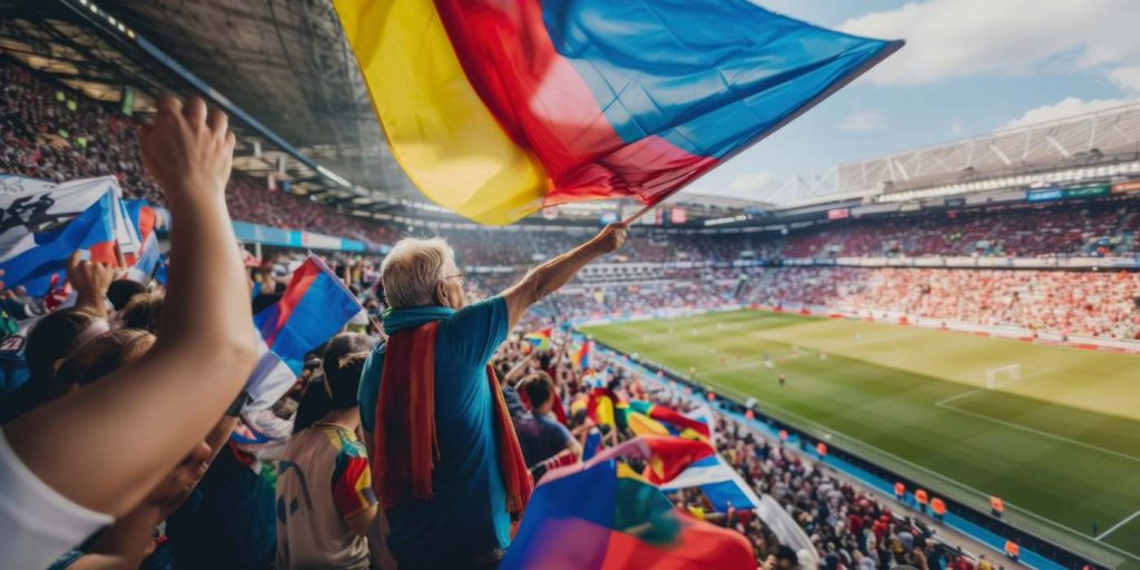 torcedores no estadio aguardando os Palpites de Borussia x Barcelona
