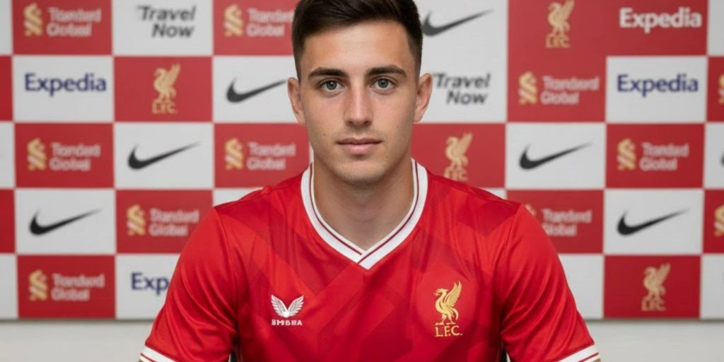 imagem de um dos novos jogadores do liverpool assinando contrato