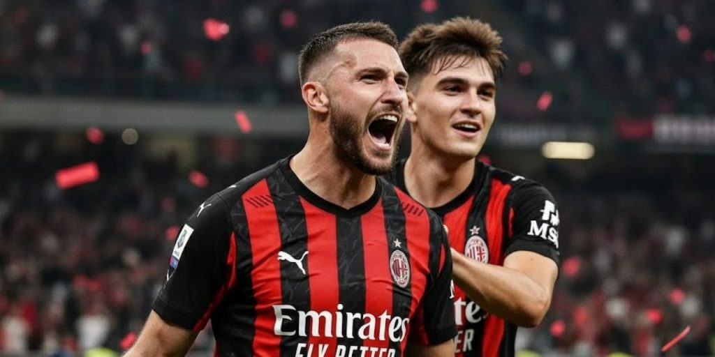 imagem dos jogadores do Milan comemorando uma vitória